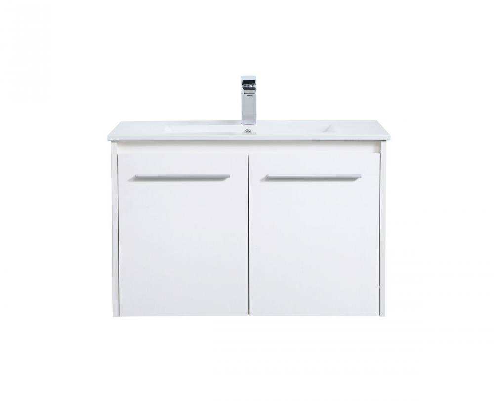 30 Inch Single Bathroom Floating Vanity in White