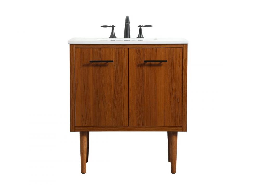 30 Inch Single Bathroom Vanity in Teak