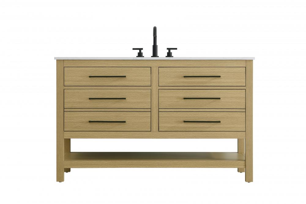 60 inch Single Bathroom Vanity in Honey Brown