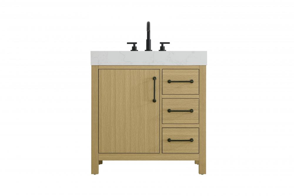 32 inch Single Bathroom Vanity In Honey Brown