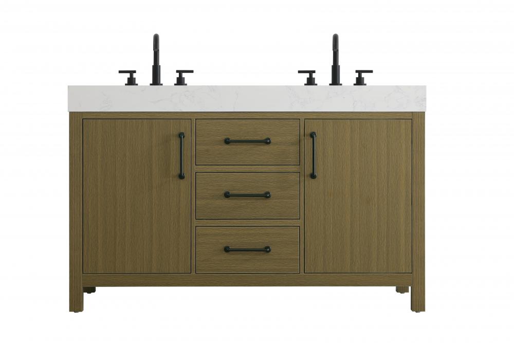 54 inch Double Bathroom Vanity In Chestnut Brown