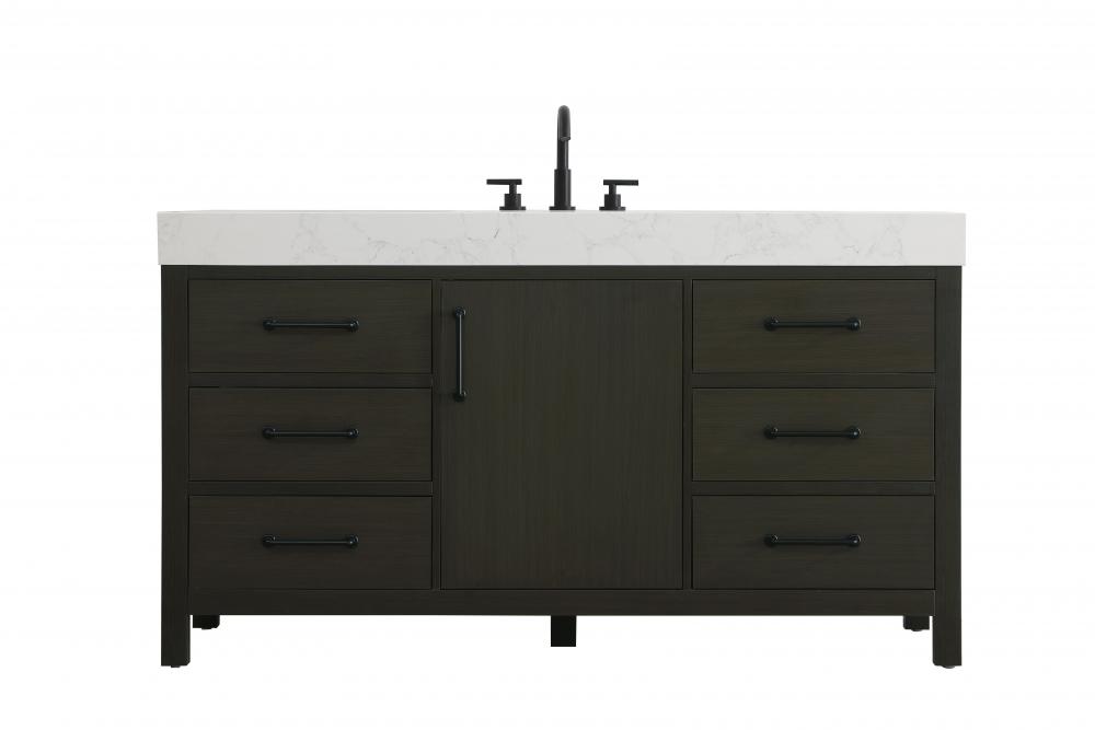 60 inch Single Bathroom Vanity In Mocha Brown