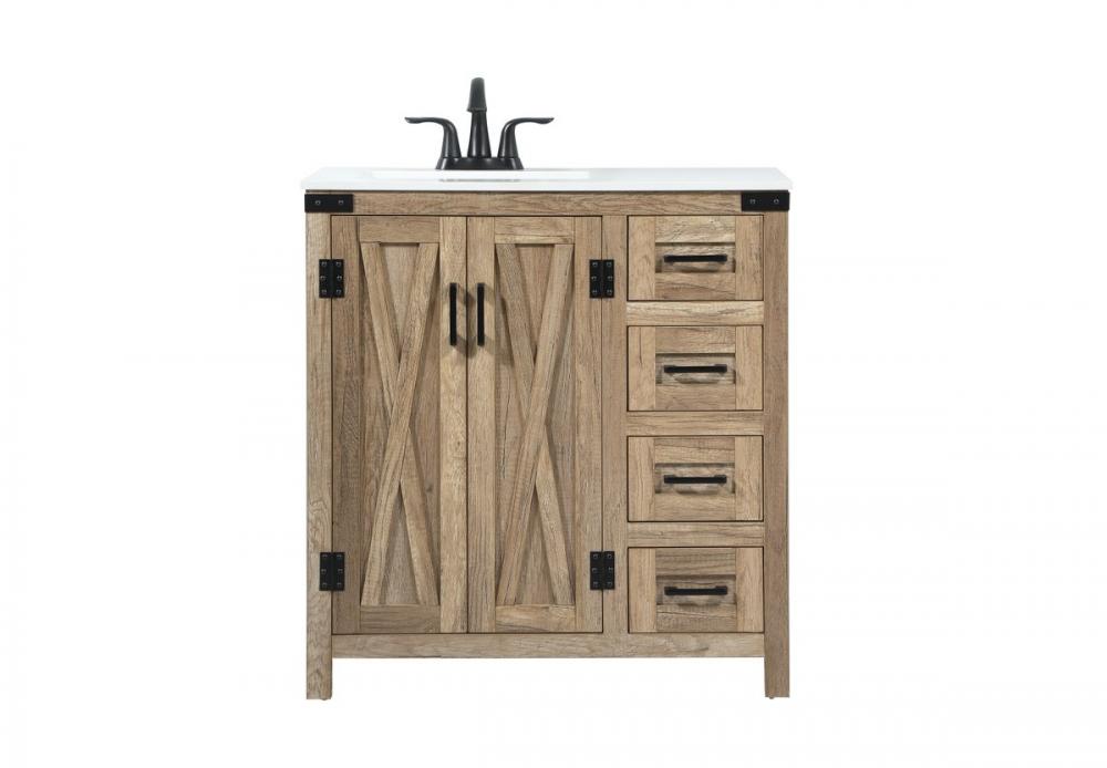 32 Inch Single Bathroom Vanity in Natural Oak