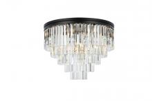 Elegant 1201F32MB/RC - Sydney 17 Light Matte Black Flush Mount Clear Royal Cut Crystal