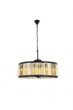 Elegant 1203D35MB-GT/RC - Chelsea 10 Light Matte Black Chandelier Golden Teak (Smoky) Royal Cut Crystal