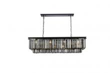 Elegant 1232D50MB-SS/RC - Sydney 12 light Matte Black Chandelier Silver Shade (Grey) Royal Cut Crystal