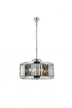 Elegant 1233D28PN-SS/RC - Chelsea 8 Light Polished Nickel Chandelier Silver Shade (Grey) Royal Cut Crystal