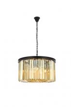 Elegant 1238D26MB-GT/RC - Sydney 8 Light Matte Black Chandelier Golden Teak (Smoky) Royal Cut Crystal