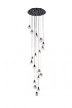 Elegant 3505D20BK - Eren 18 Lights Black Pendant