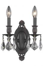 Elegant 9202W9DB/RC - Rosalia 2 Light Dark Bronze Wall Sconce Clear Royal Cut Crystal