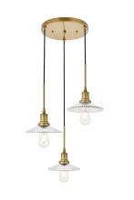 Elegant LD4040D19BR - Waltz 3 Light Brass Pendant