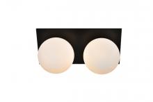 Elegant LD7304W14BLK - Jillian 2 Light Black and Frosted White Bath Sconce