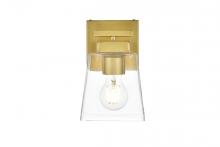 Elegant LD7312W5BRA - Merrick 1 Light Brass and Clear Bath Sconce