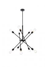 Elegant LD8003D28BLA - Axel 10 Lights Black Pendant with Hanging Rod