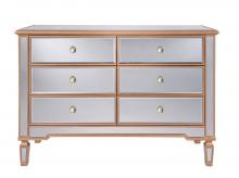 Elegant MF6-1117G - 6 Drawer Dresser 48 In.x18 In.x32 In. in Gold Paint