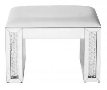  MF91018 - 26 Inch Crystal Vanity Leather Stool in Clear Mirror Finish