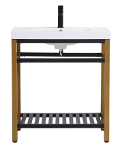 Elegant VF14030GB - 30 inch Single Bathroom Metal Vanity in Golden Black