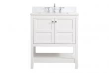 Elegant VF16430WH-BS - 30 Inch Single Bathroom Vanity in White with Backsplash