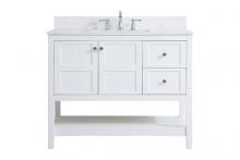 Elegant VF16442WH-BS - 42 Inch Single Bathroom Vanity in White with Backsplash