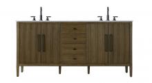 Elegant VF29672DHO - 72  inch Double Bathroom Vanity in Hazel Oak