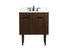 Elegant VF48030MWT-BS - 30 inch Single bathroom vanity in walnut with backsplash