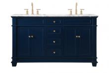 Elegant VF50060DBL - 60 Inch Double Bathroom Vanity Set in Blue