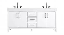 Elegant VF60672DWH - 72 inch Double Bathroom Vanity In White