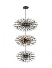 Elegant 2500G50L3BK - Vera 50 Inch Three Tiers Crystal Starburst Chandelier in Black