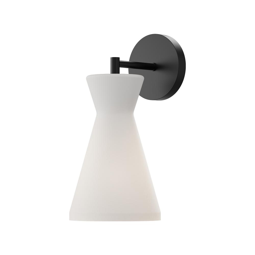 Betty 6-in Matte Black/Opal Glass 1 Light Wall/Vanity