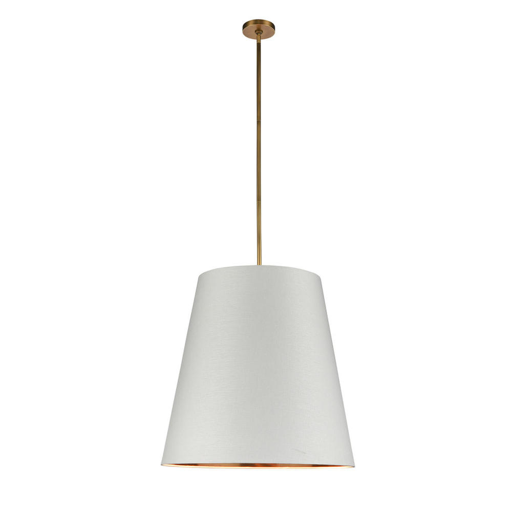 Calor 25-in Vintage Brass/White Linen With Gold Parchment 3 Lights Pendant