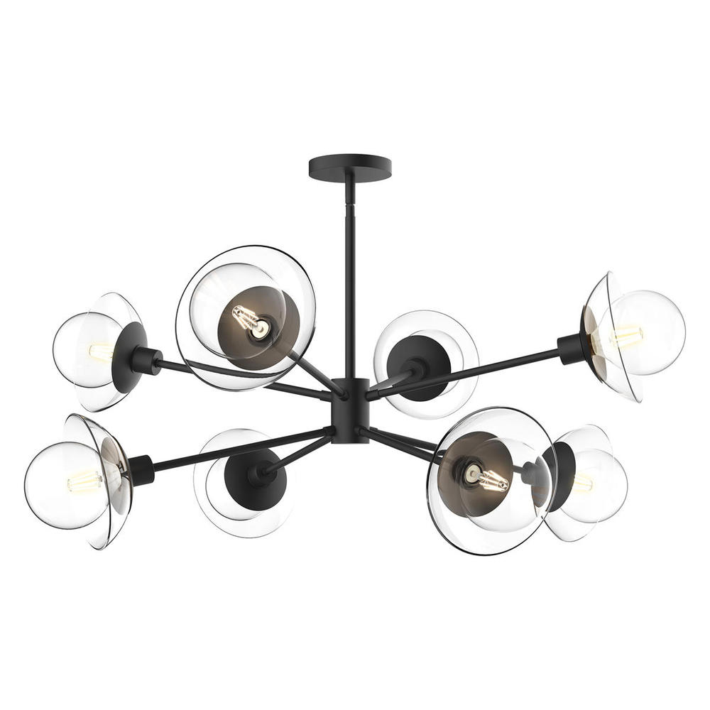 Francesca 40-in Clear Glass/Matte Black 8 Lights Chandeliers