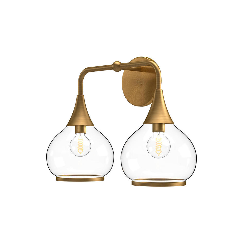 Hazel 17-in Aged Gold/Clear Glass 2 Lights Vanity