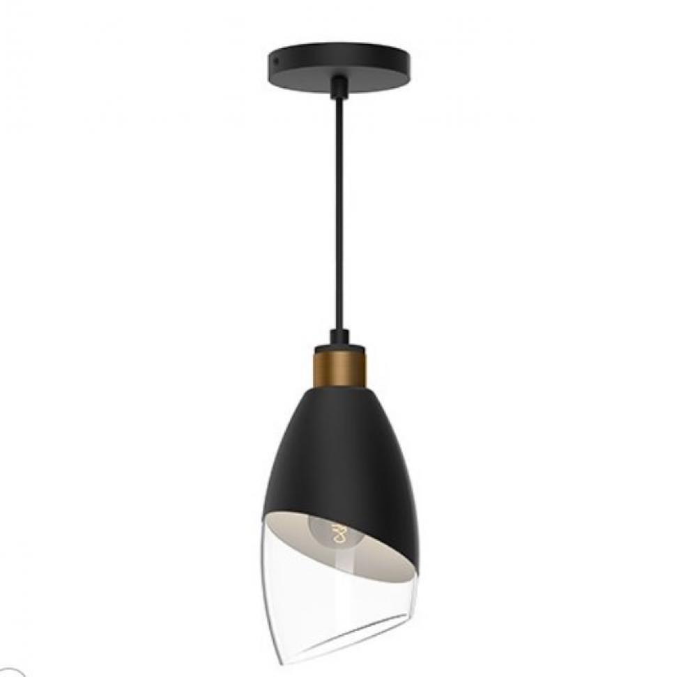 Capri 5-in Clear Glass/Matte Black 1 Light Pendant