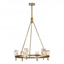 Alora Lighting CH338632VBAR - Lucian 32-in Vintage Brass/Alabaster 6 Lights Chandeliers