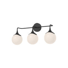 Alora Lighting VL505125MBOP - Nouveau 25-in Matte Black/Opal Matte Glass 3 Lights Vanity