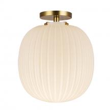 Alora Lighting SF579112BGGR - Cherise 12-in Brushed Gold/Glossy Ribbed Opal Glass Socket Semi-Flush Mount