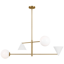 Visual Comfort & Co. Studio Collection AEC1094MWTBBS - Cosmo mid-century modern 4-light indoor dimmable extra large ceiling chandelier in burnished brass