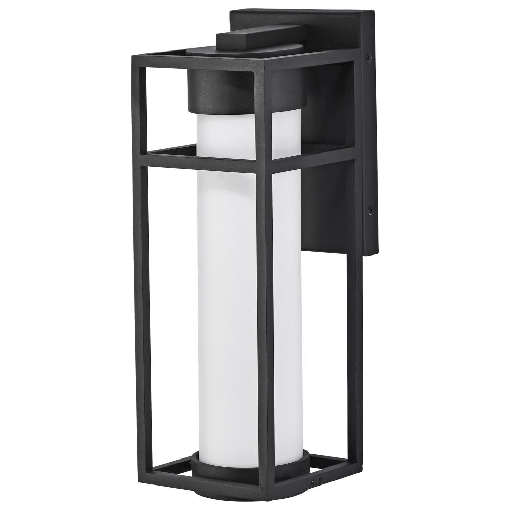 Ledges; 6W LED; Medium Wall Lantern; Matte Black with White Opal Glass