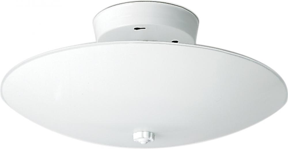 2 Light - 12" Flush with White Round Glass - White Finish