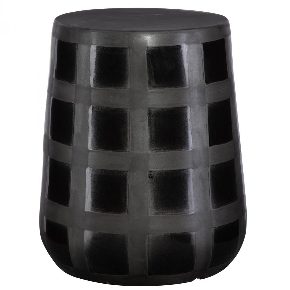 Uttermost Patchwork Gridded Black Garden Stool