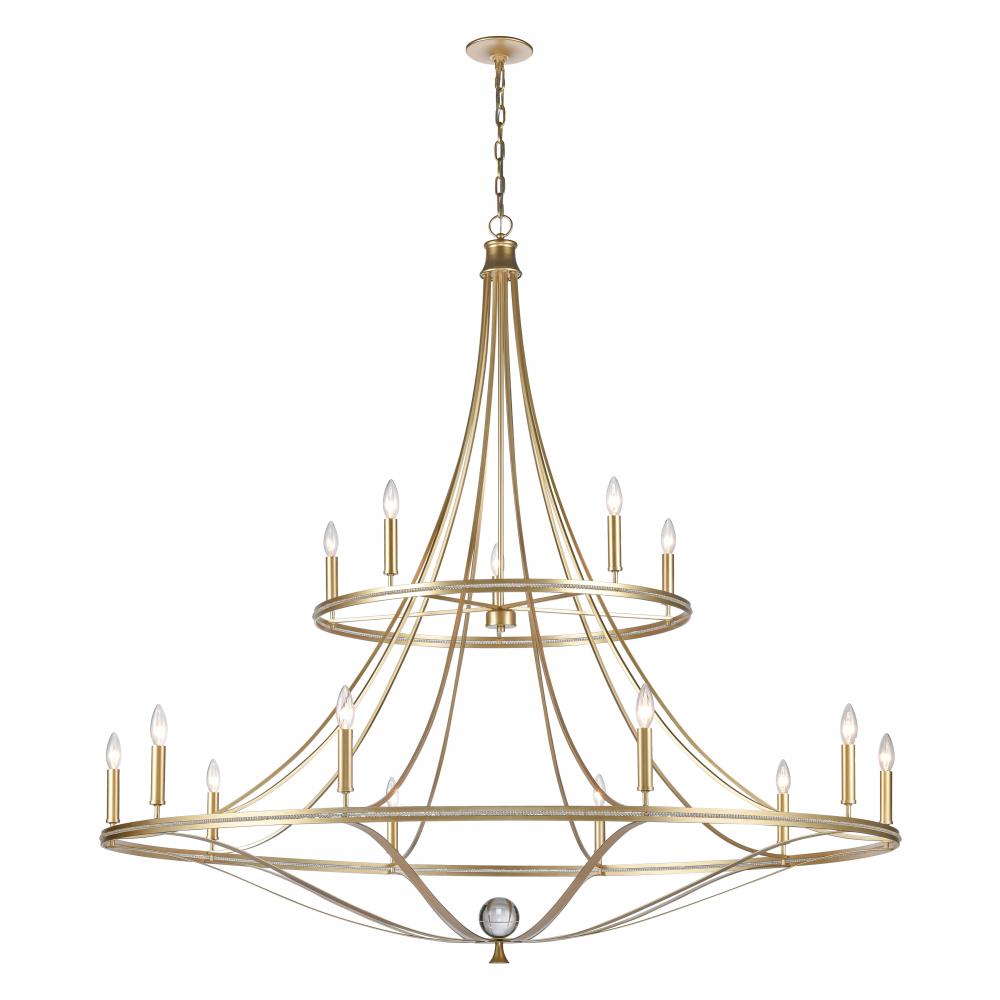 Noura 60'' Wide 15-Light Chandelier - Champagne Gold