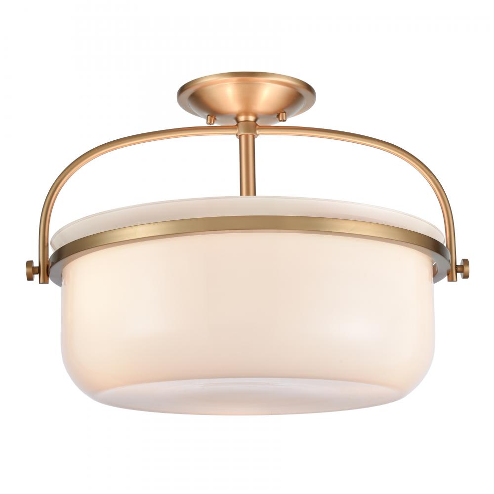 Wentworth 17'' Wide 3-Light Semi Flush Mount - Brushed Gold