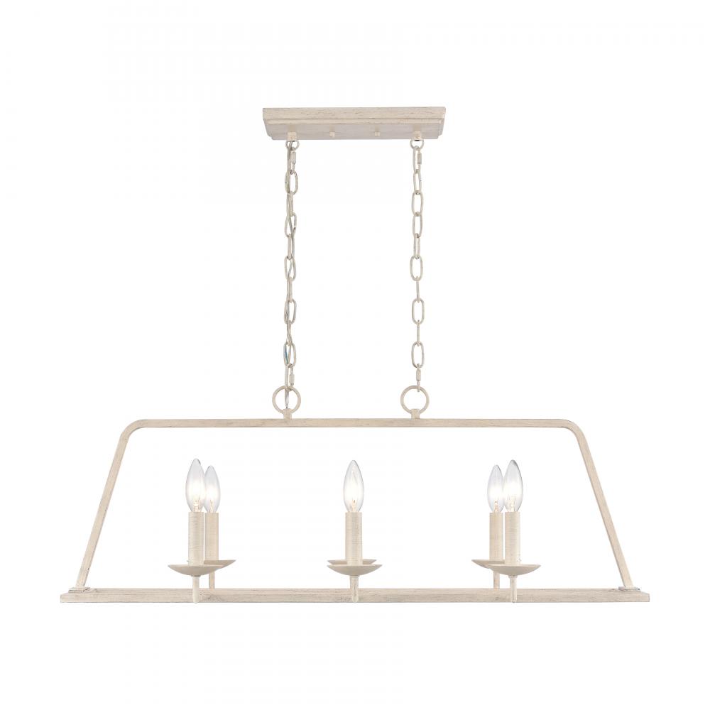 Joanie 34'' Wide 6-Light Linear Chandelier - Antique White