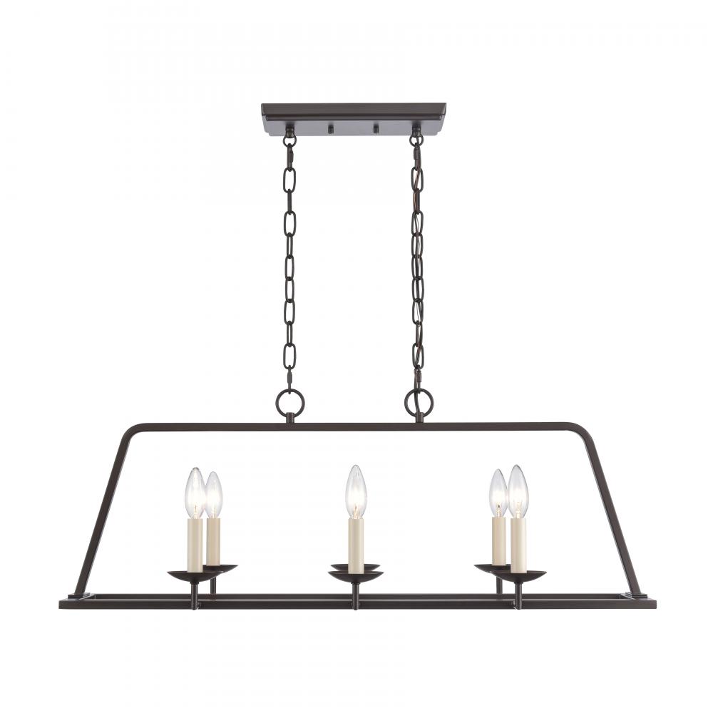 Joanie 34'' Wide 6-Light Linear Chandelier - Old Bronze