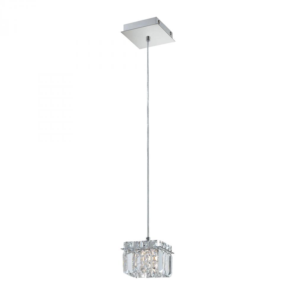 Crown 1 Light Pendant In Chrome And Clear Crysta