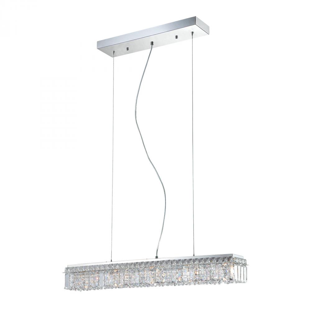 Crown 120V Pendant with Crystal glass. Chrome finish.