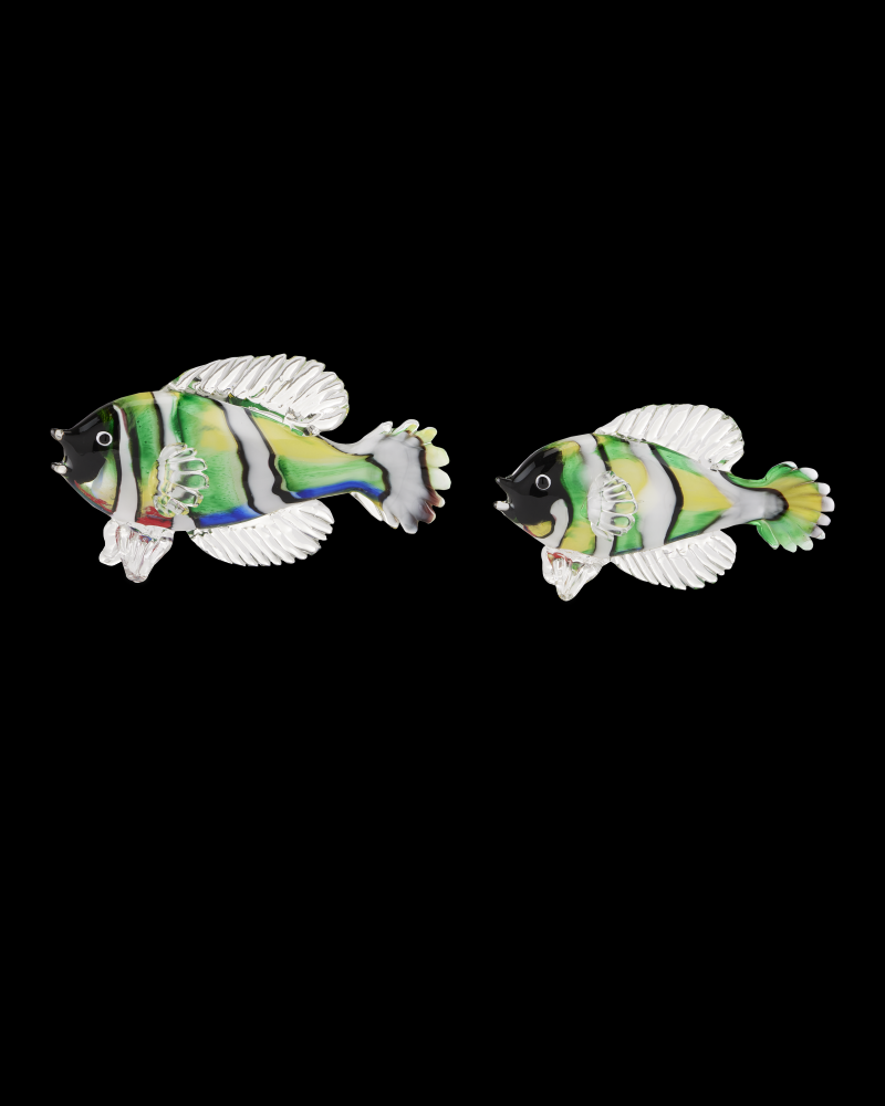 Rialto Green Glass Fish Set of